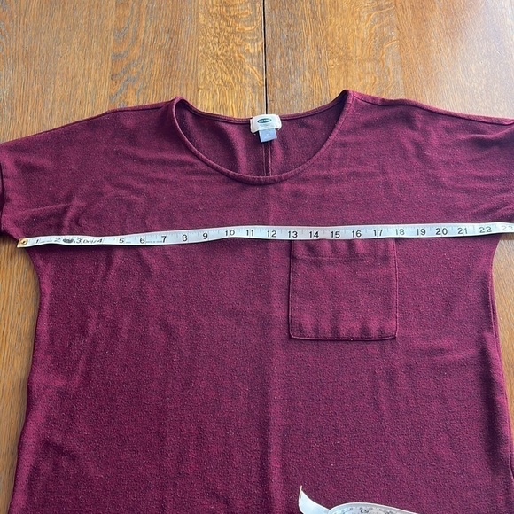 Old Navy pull over pocket long sleeves red wine color scoop neck size M - Picture 6 of 13